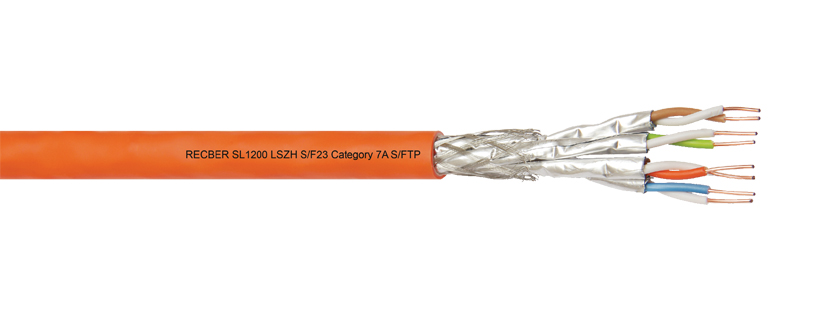 Reçber SL1200 S/F23 LSZH Cat7A S/FTP 4X2X23AWG Kablo Halogen Free 100m